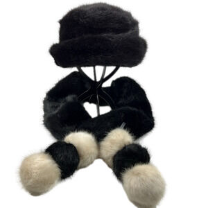 Fun and Unique Winter Scarf  with Black & White faux PomPom Balls